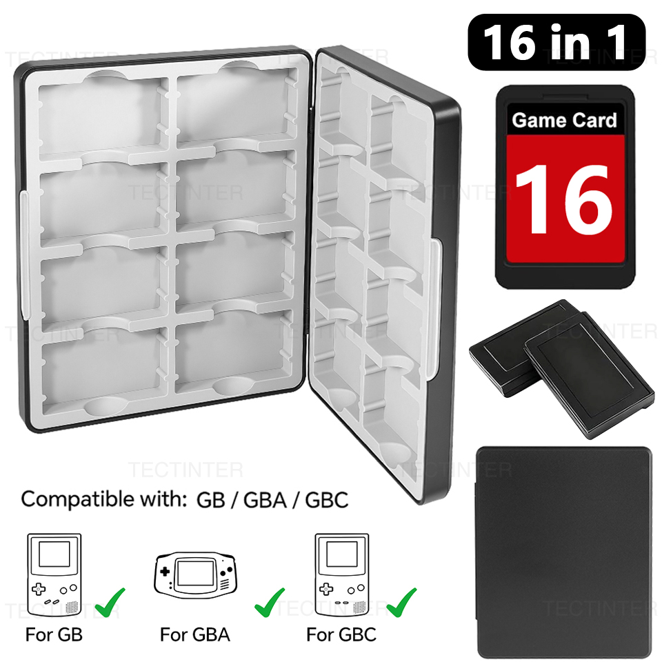 Gaming Accessories Holder - Tragbare 16-in-1 Spielkarten-Aufbewahrungsbox für GB/GBA/GBC BOY