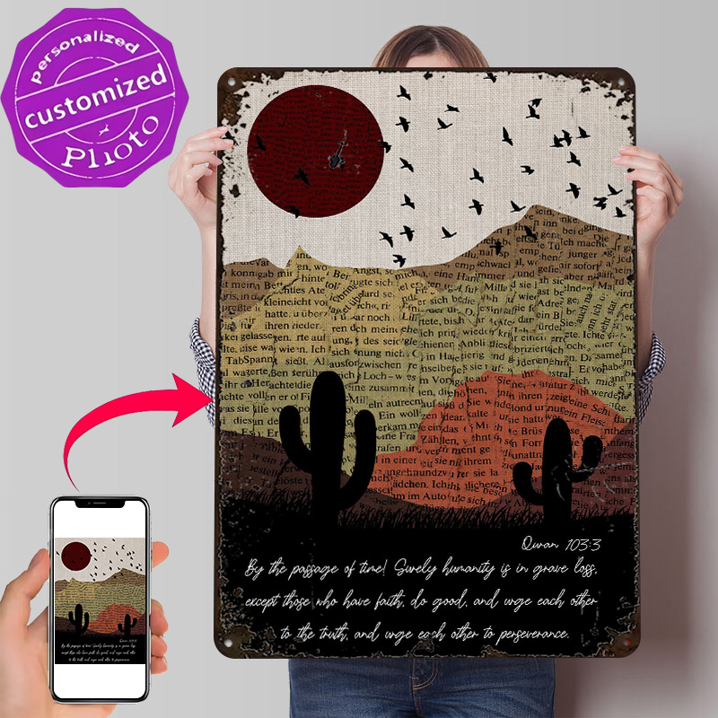 Gaming Accessories Europe - Wüstenlandschaft Personalisiertes 3D-Strukturiertes Metallposter Wandkunst Blechschild