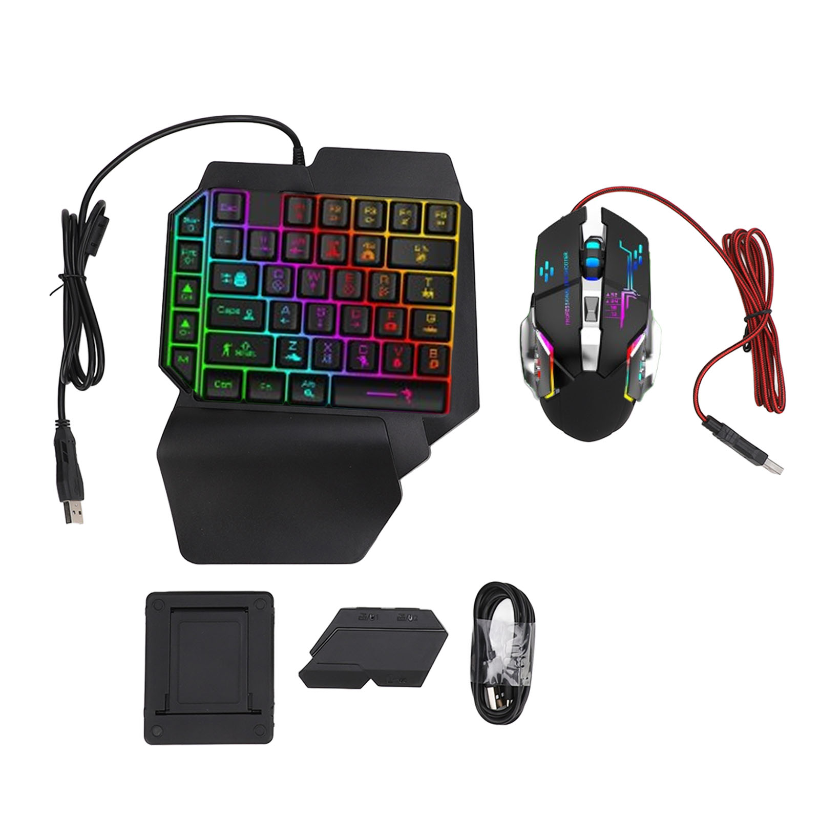 Gaming Accessories Holder - Tastatur-Maus-Konverter-Set, reaktionsschnelle Einhand-Tastatur-Maus-Kombination, 5 V, 2