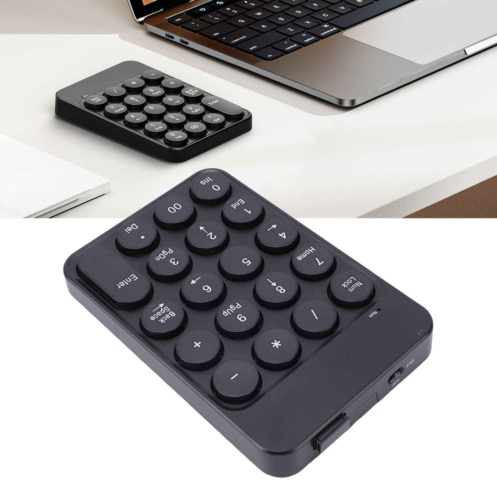 Keyboard Numpad Separate - Mini-Ziffernblock mit runden Tastenkappen, 2,4 G,