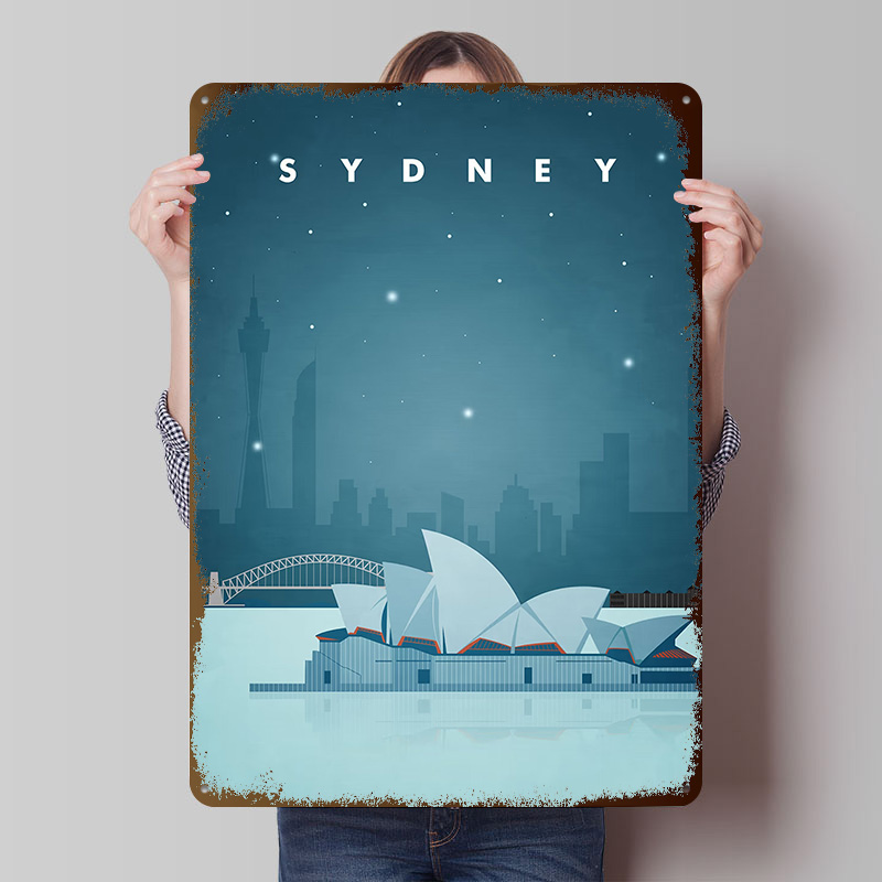 Gaming Accessories Europe - Sydney Reiseplakat Individualisierte Vintage Metallschilder Wandkunst